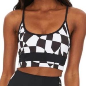 Beach Riot Eva Top Bra Women Black & White 70's Geo Print